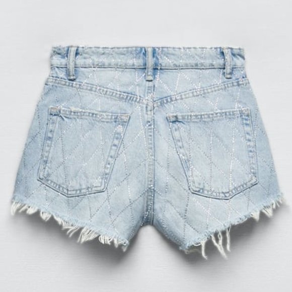 Zara Beautiful Rhinestone Shorts NWT - 0 - Picture 6 of 8